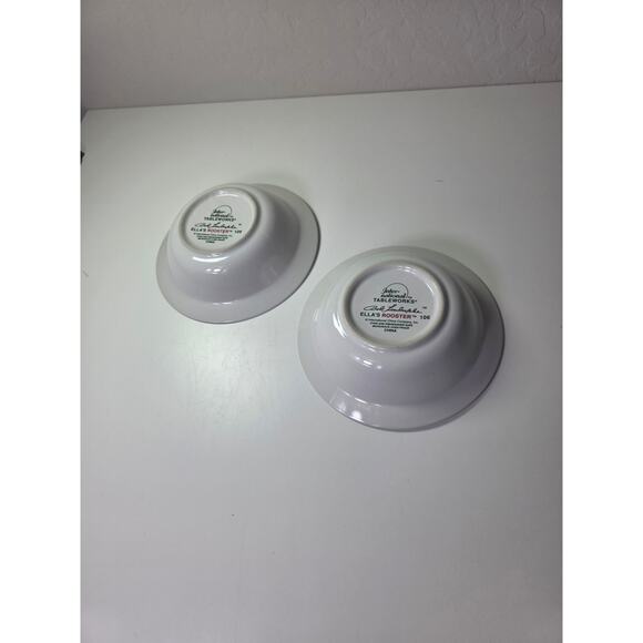 Set of 2- ELLA'S ROOSTER by International Red Checkered Border 6.5" Bowls - Picture 5 of 8